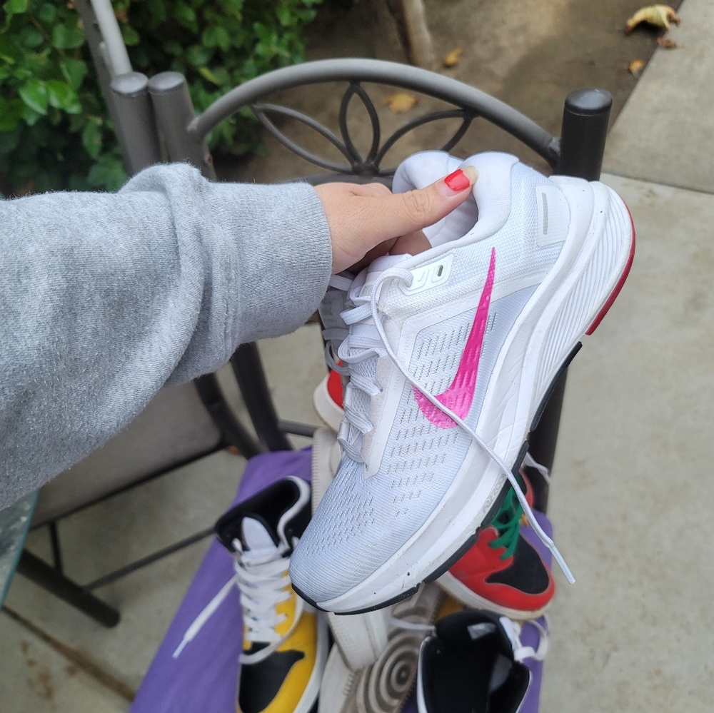 Women's White and Pink Athletic Shoes